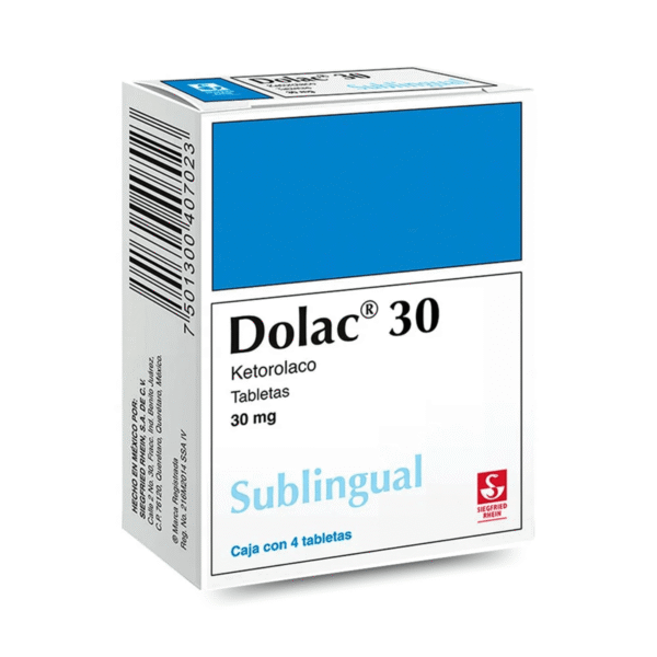 DOLAC Ketorolaco Sublingual 30 mg Caja 4 Tabletas
