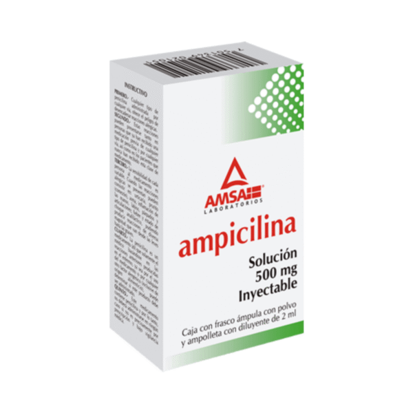 Solución Inyectable Ampicilina Amsa Frasco Ampolla 500 mg/2 ml